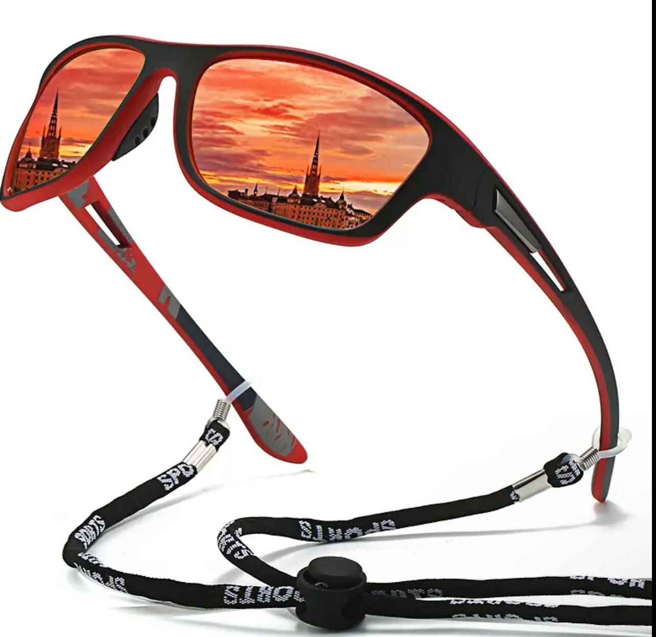 Red Fire Reflective Mirror Lens Polarized Runinig Driving Outdoor Shades Sports