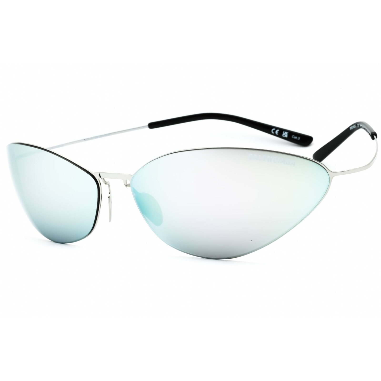 Balenciaga Unisex Sunglasses Silver Titanium Oval Full Rim Frame BB0350S 004