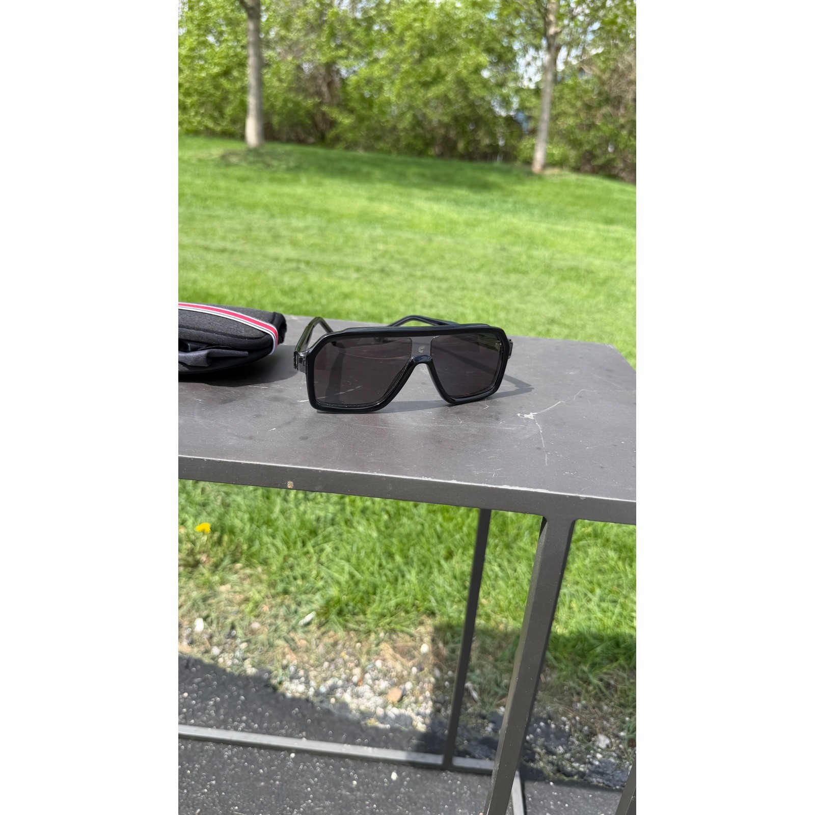 Carrera Black Navigator Sunglasses with Branded Soft Case Flat Top Sporty Style