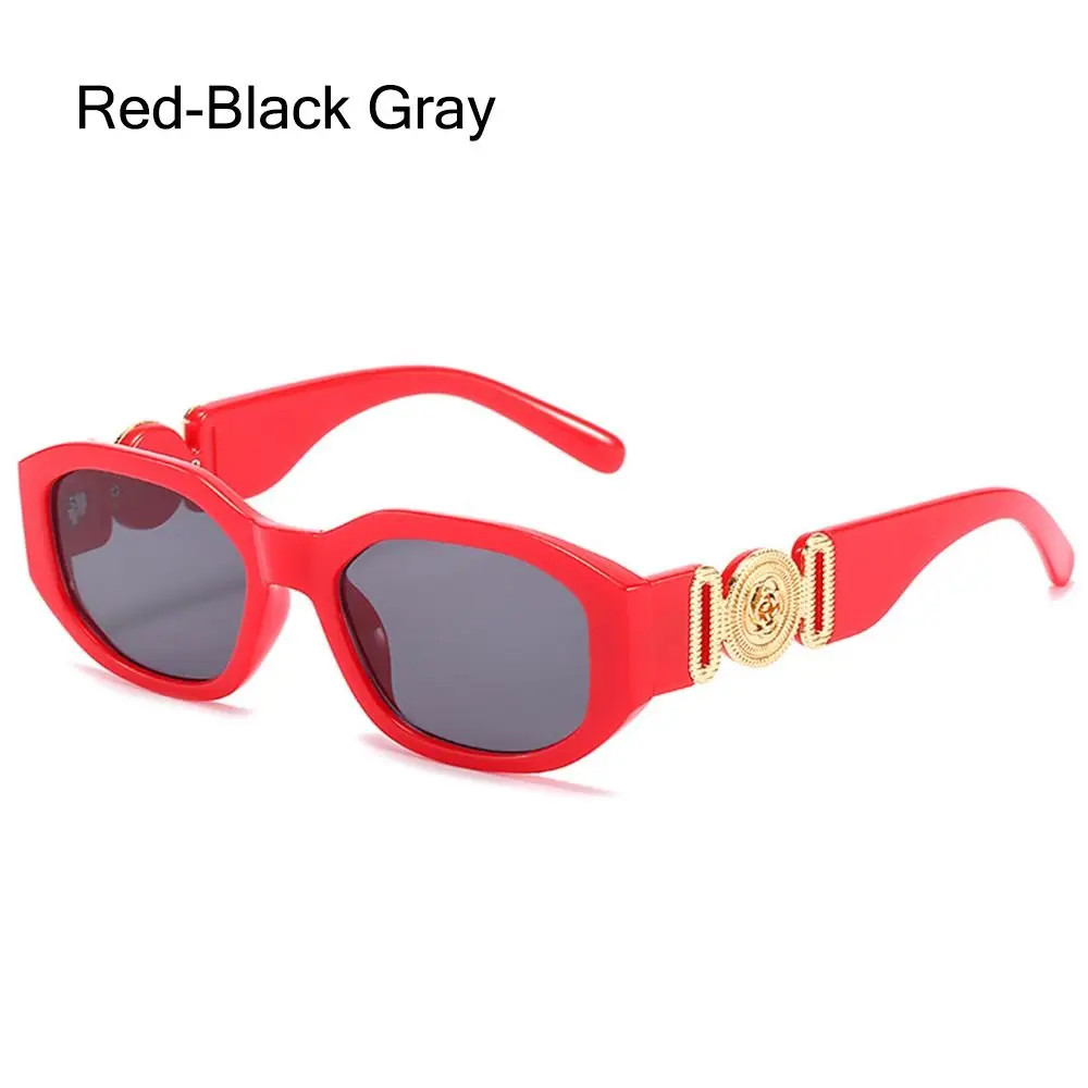 Irregular Oval Sunglasses Metal Rose Accent UV400 Unisex Retro Fashion Shades