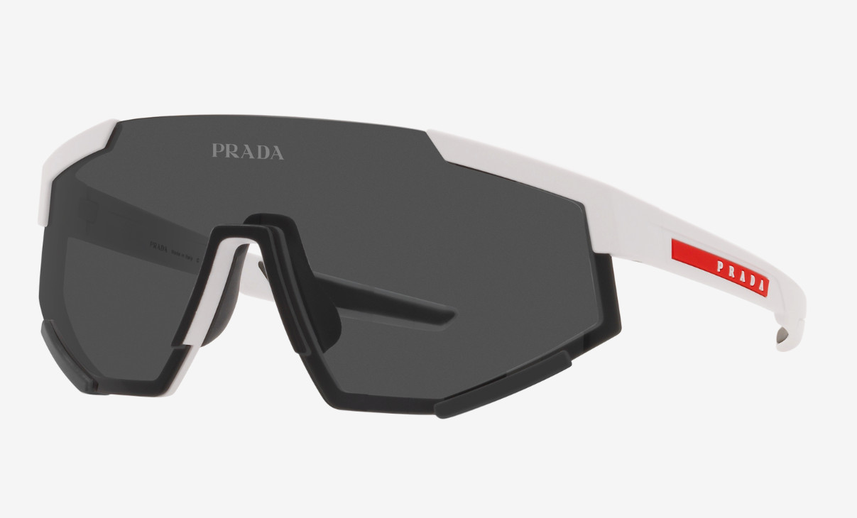 PRADA 04W PS04WS Linea Rossa IMPAVID Sport Sunglasses White Pilot Wrap AUTHENTIC
