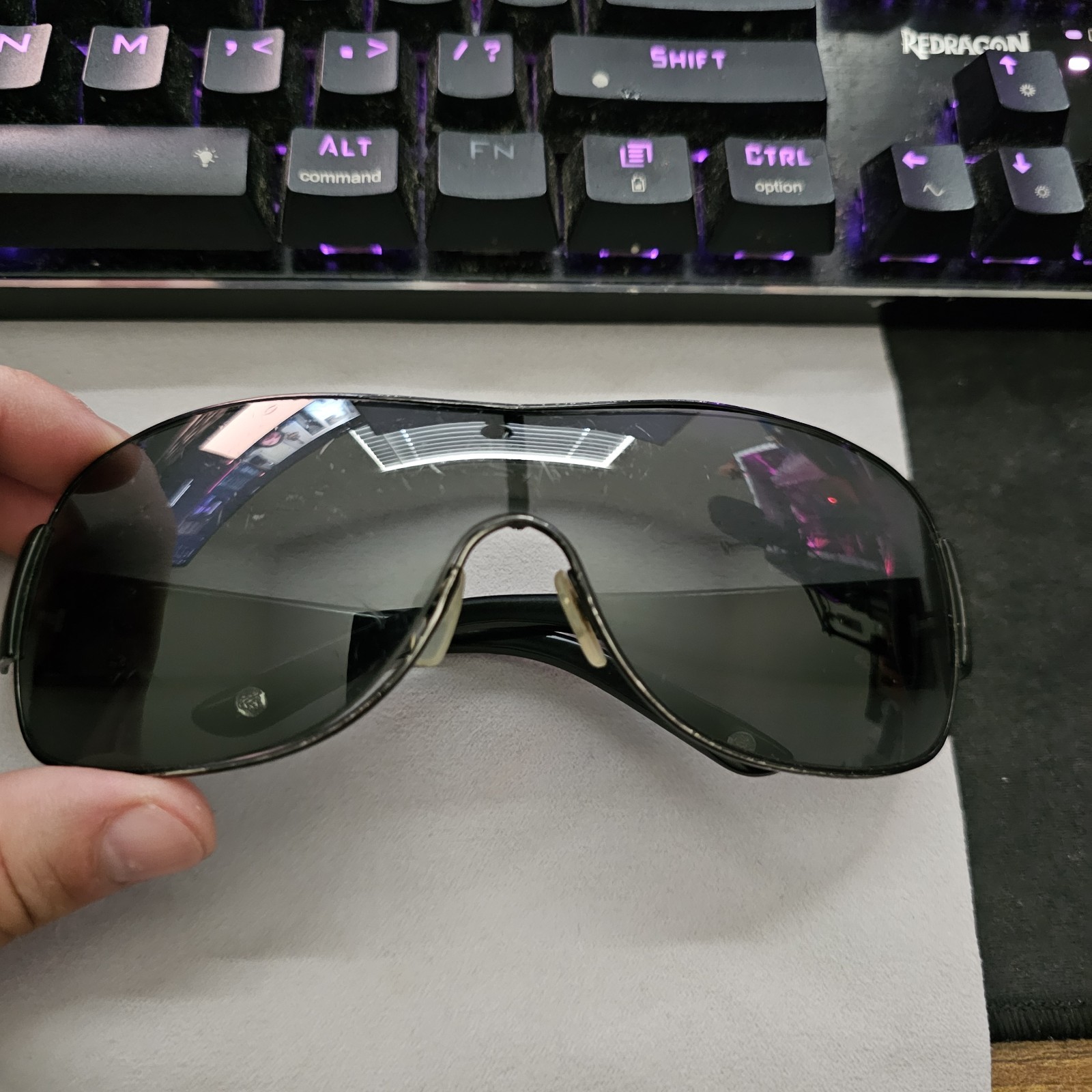 Versace Shield Sunglasses Black Frame Gray Mod 2101 1009/87 – Scuffed Lens