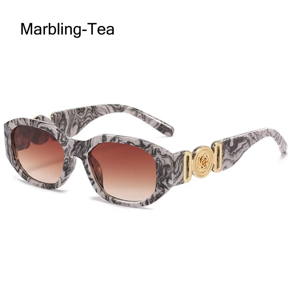 Irregular Oval Sunglasses Metal Rose Accent UV400 Unisex Retro Fashion Shades