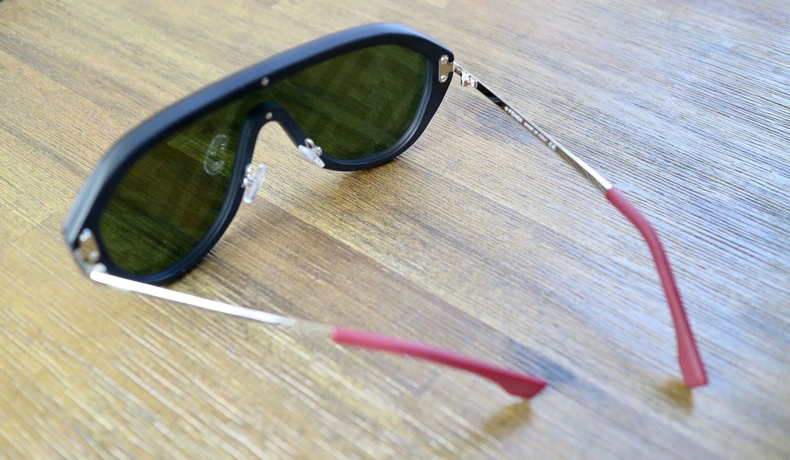 Fendi FFM0039 807XR Grey Lens Silver Frame Oversized Shield Sunglasses