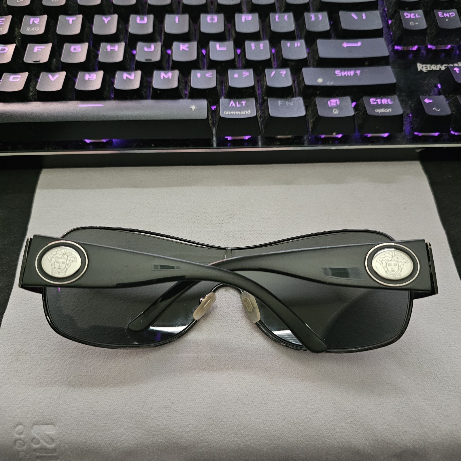 Versace Shield Sunglasses Black Frame Gray Mod 2101 1009/87 – Scuffed Lens