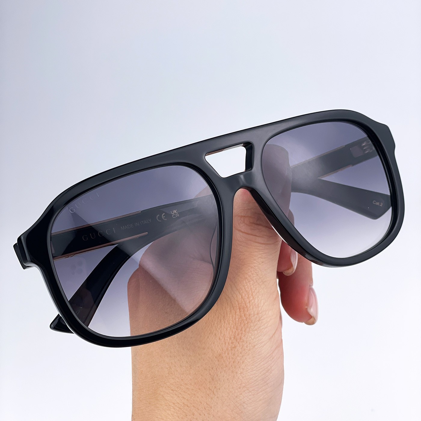 Gucci Men Sunglasses Black Grey Gradient Pilot GG1188S 002 NEW AUTHENTIC