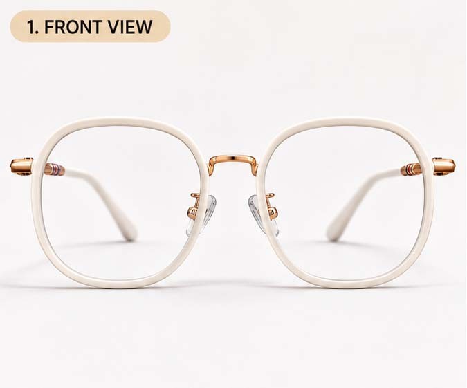 Women’s White Square Eyeglasses | Trendy K-POP Style Lightweight Fashion Korean