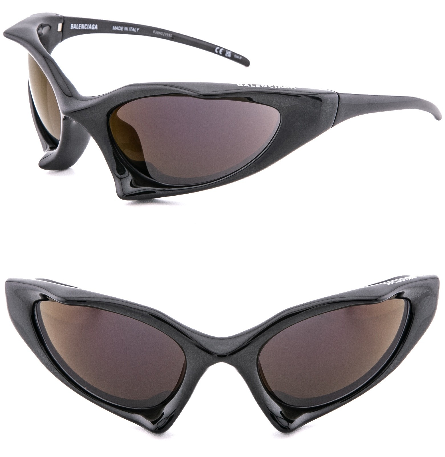 BALENCIAGA BB0352S RUNNER CAT 0352 Gray Purple Angular Mask Unisex Sunglass 005