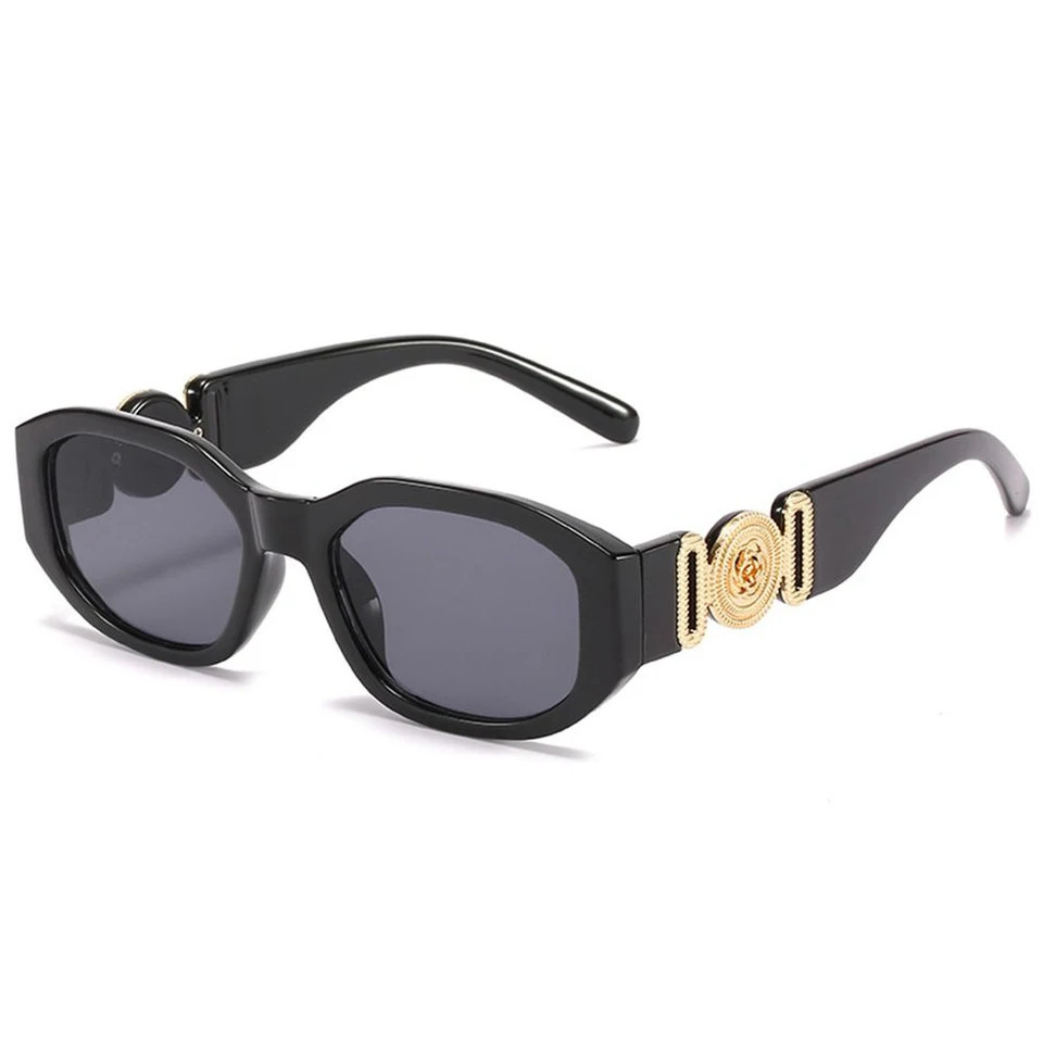 Irregular Oval Sunglasses Metal Rose Accent UV400 Unisex Retro Fashion Shades