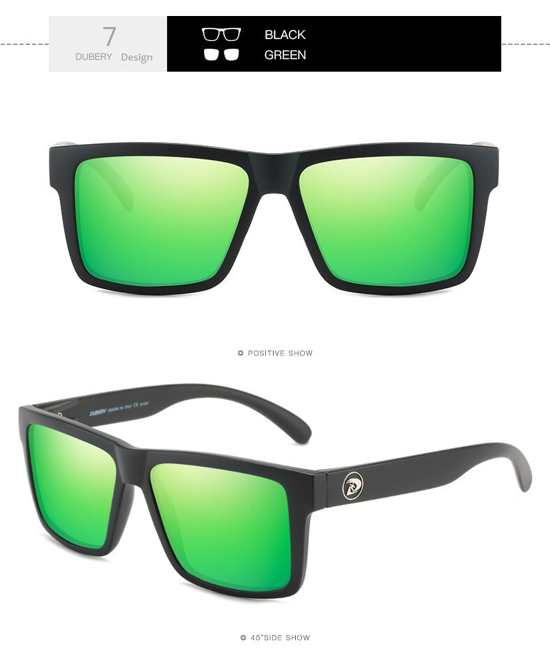 DUBERY Polarized Sunglasses Men Women Driving Sports Glasses Mirror Square UV400