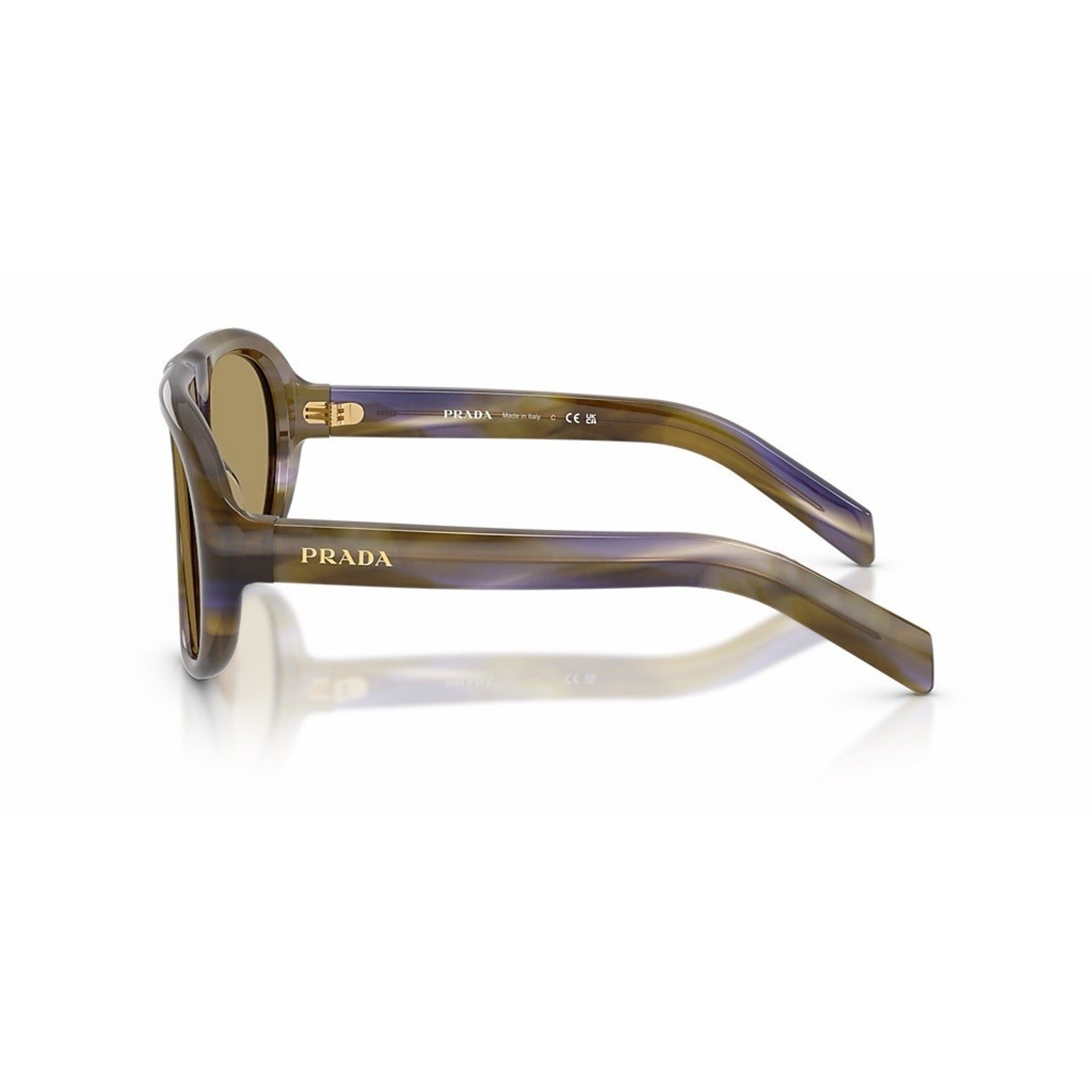 PRADA PR C05S 23G70G Stripped Laguna Green Olive Lens Sunglasses AUTHENTIC