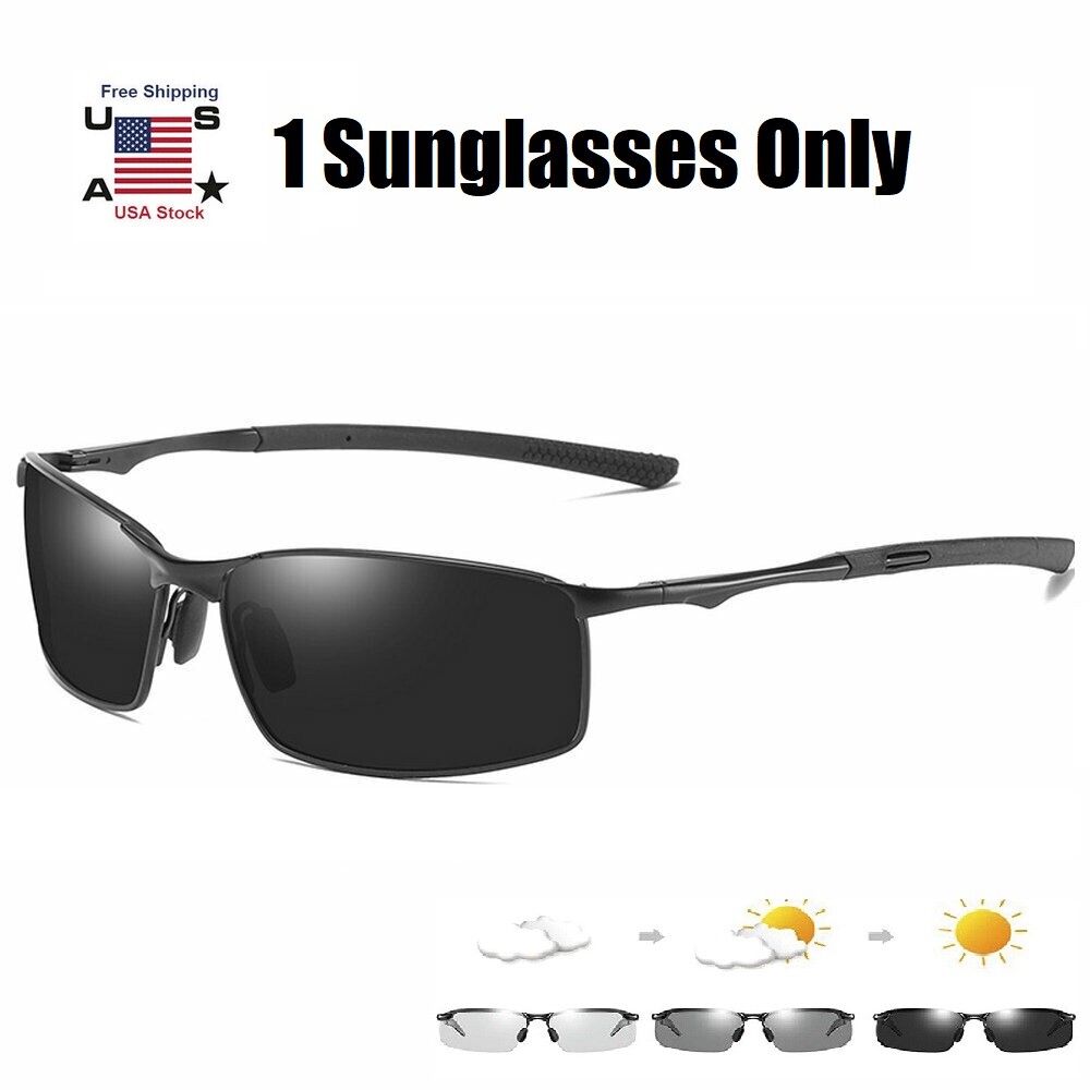 2× Photochromic polarized sunglasses UV400 drive fishing night vision sunglasses