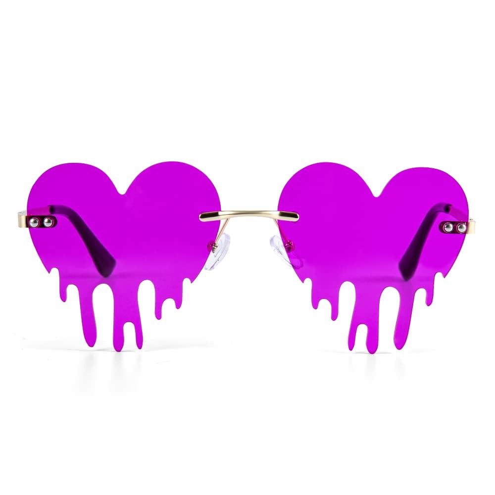 Melting Heart Sunglasses for Men/Women Rimless Irregular Party Unique Sun Gla…
