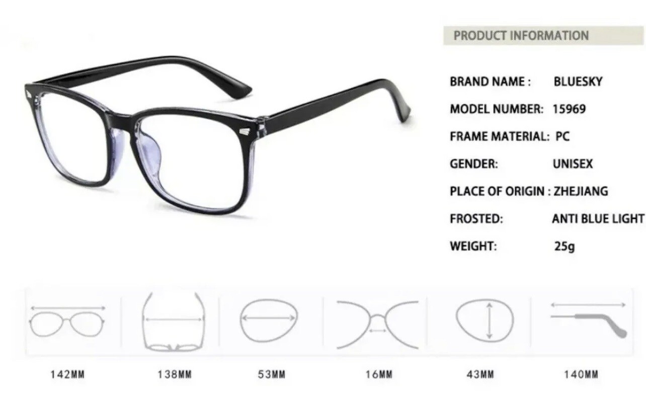 2 Clear Lens Glasses Rectangle Frame Transparent Fashion Eyewear UV 400 Protect