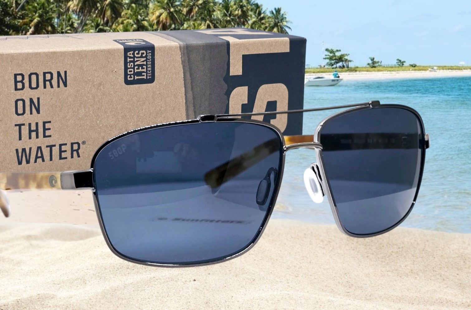 COSTA DEL MAR gunmetal/gray FLAGLER polarized 580P sunglasses NEW IN BOX!