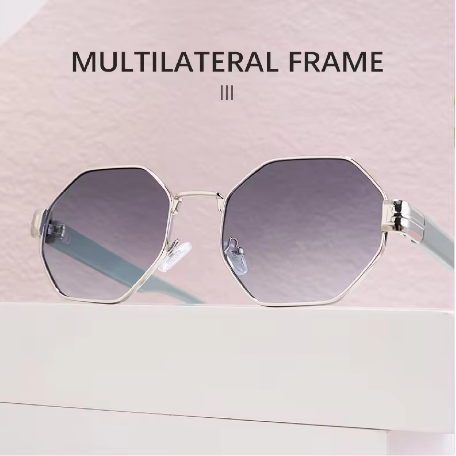 Sunglasses Men Women “Poppy” Metal Frame Octagon Shape Gradient UV400 Polarized