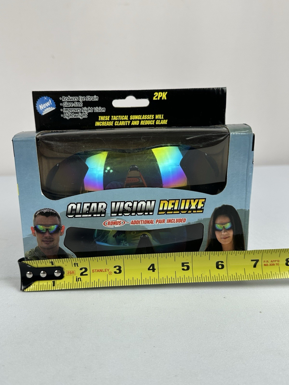 Clear Vision Deluxe Tactical Sunglasses 2PK Protective Bags Original Box NWT