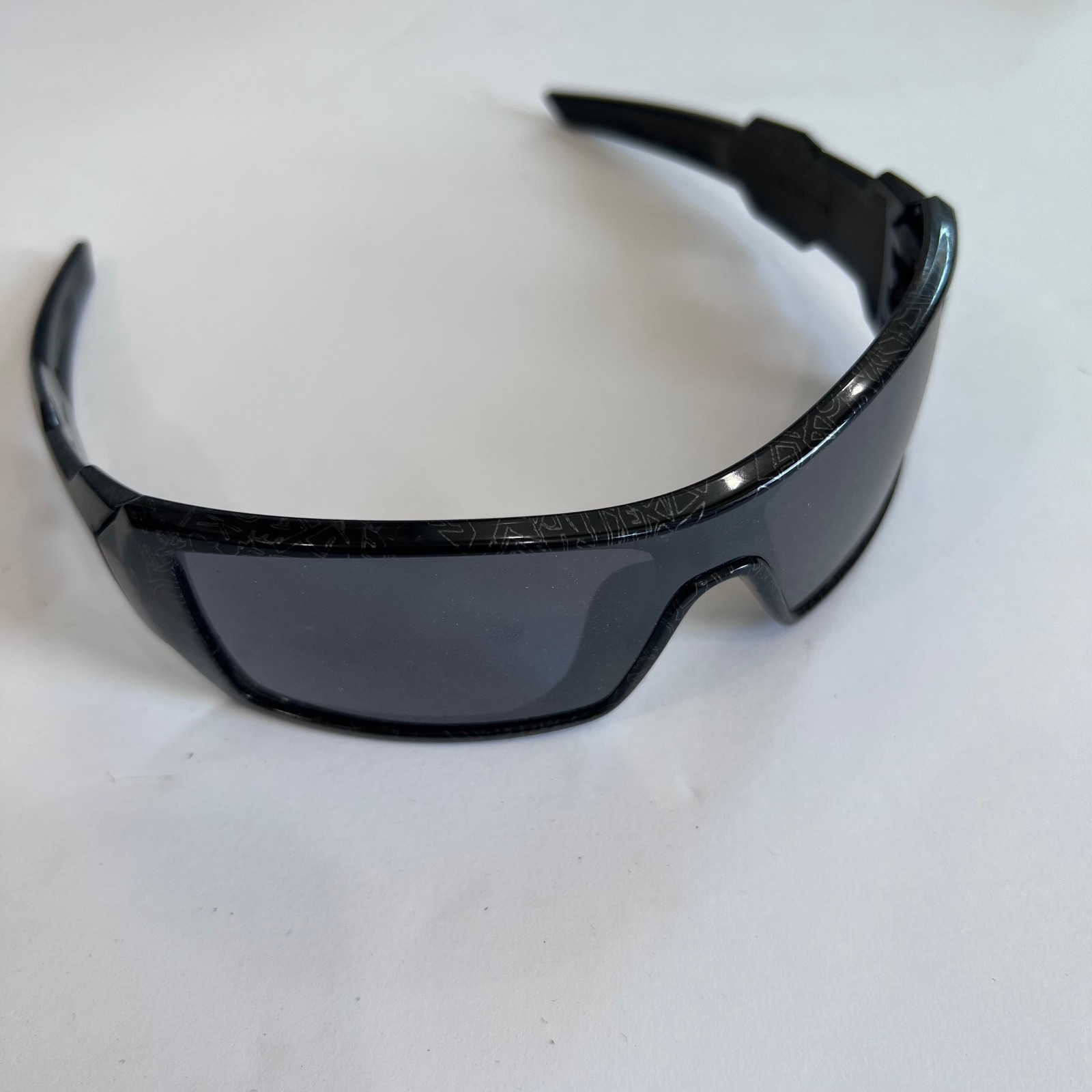 RARE Oakley Oil Rig Polished Black Silver Ghost Text Black Iridium Lens USA Made