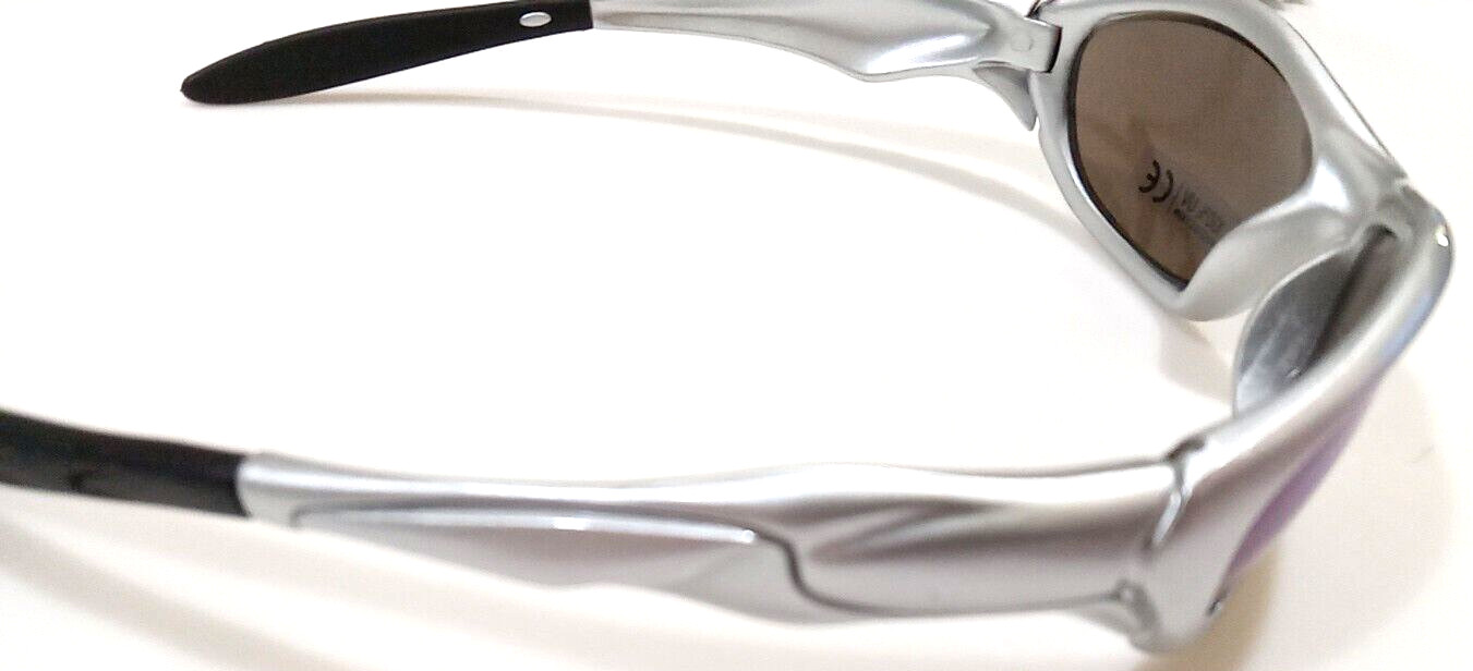 Silver Sport Sunglasses with Ice Blue Haze Lenses Small to Medium Unisex Size