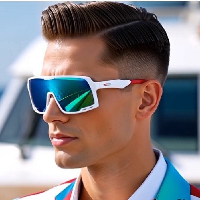 Sport Sunglasses Men White Red Mirrored Lens Wrap Around Pit Vip Style