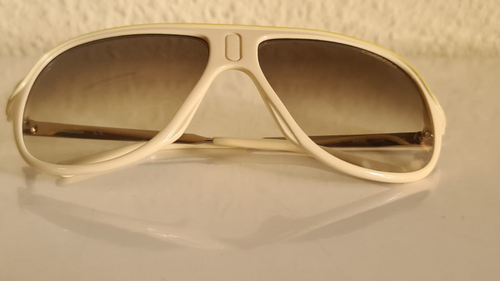 Vintage CARRERA Safari Sunglasses Ivory Oversized Frame Gradient Lenses 1980s