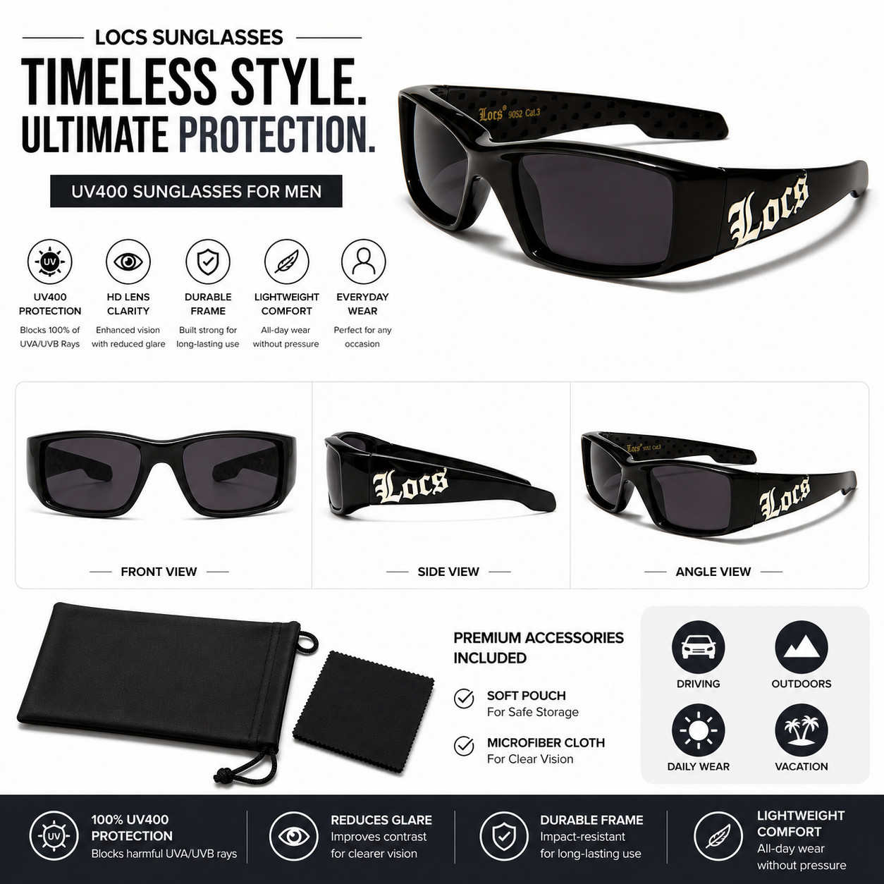 Locs Hardcore Gangster Sunglasses Classic Lowrider Biker Cholo Designer Eyewear