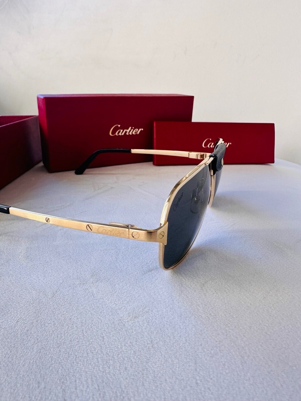 Cartier Santos De Cartier Polarized Grey Flash Mirror Navigator Men’s Sunglasses