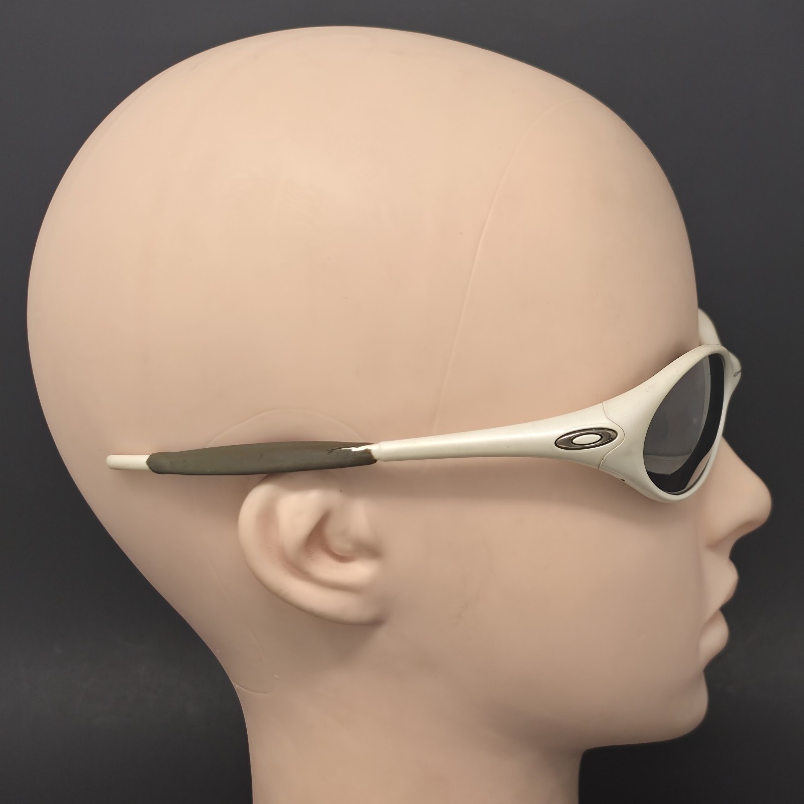 VTG Oakley New Eye Jacket Sunglasses Pearl White Made In USA Scratched Lenses