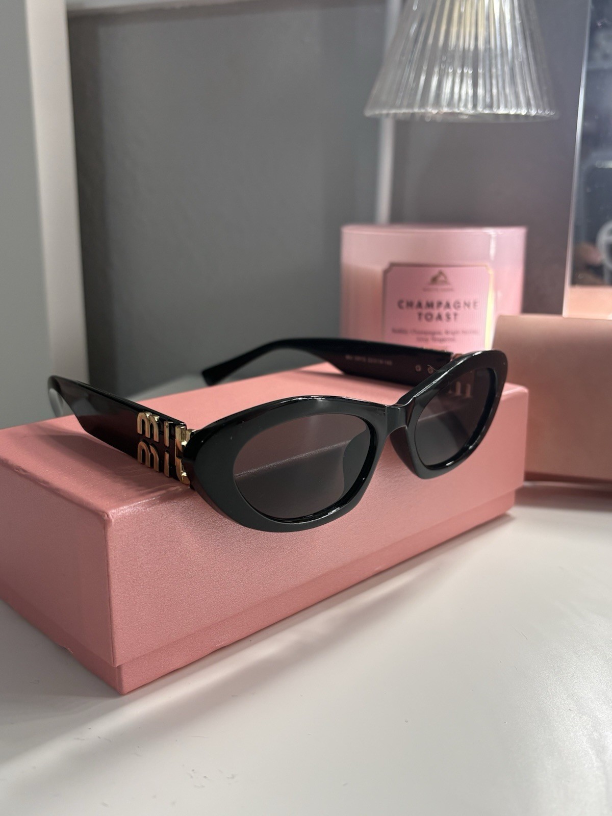 Cat Eye Sunglasses Unisex Adults Black Plastic Frame Tinted Black Lenses