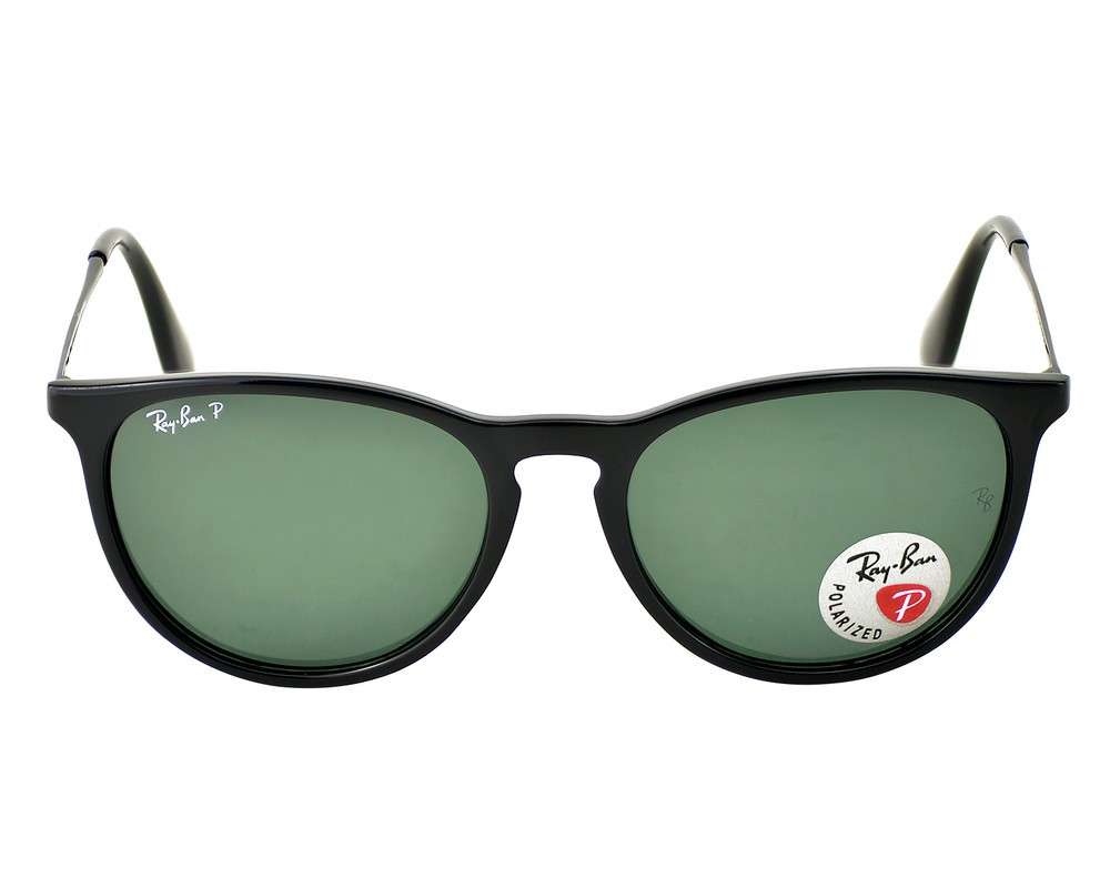 Ray-Ban Women Sunglasses RB4171 Erika Black Frame Polarized Green Lens 54mm
