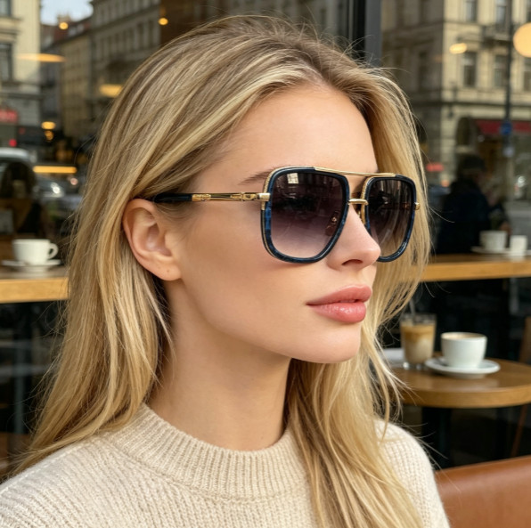 DITA DRX‑2030 Sunglasses Blue‑Tortoise Gold Frame Purple Gradient Lens 59‑15‑127