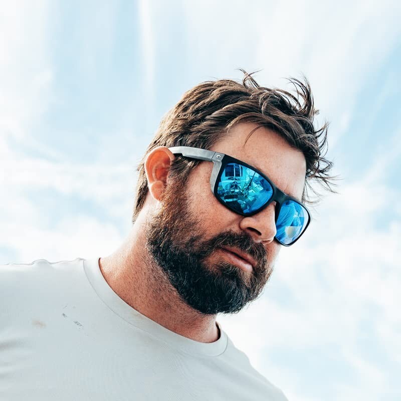 COSTA DEL MAR steel gray metallic/blue mirror FERG polarized 580G sunglasses NEW