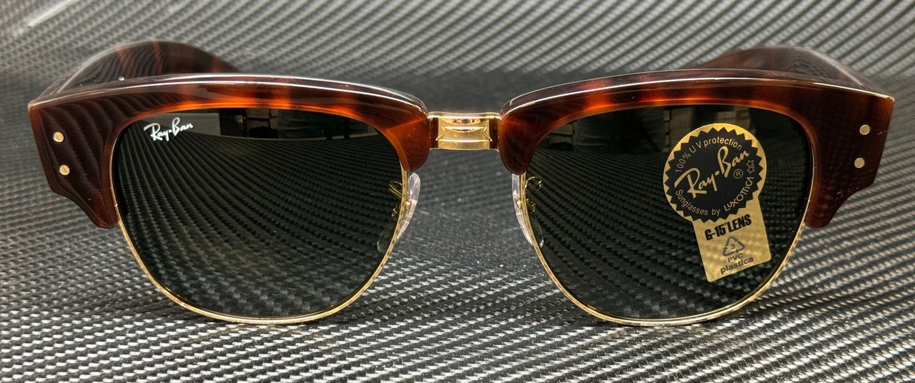 RAY BAN RB0316S 990 31 Tortoise Green Mega Clubmaster Unisex 50 mm Sunglasses