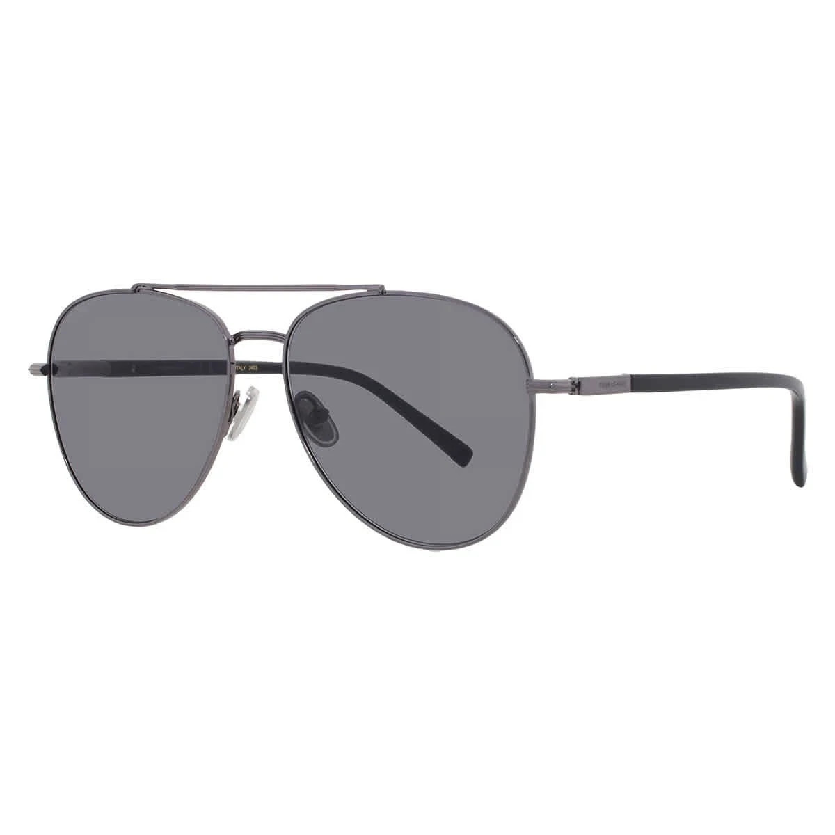 New Salvatore Ferragamo SF316S 027 Dark Ruthenium Aviator Sunglass w/Grey Lenses