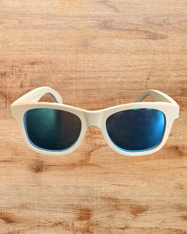 Lani Shades Polarized Floating Sunglasses White Blue Mirror w/ Case