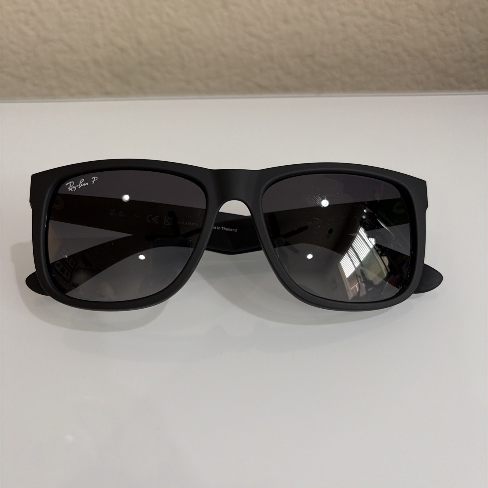 Ray-Ban Sunglasses, Polarized Lenses Justin RB 4165 622/T3 Matte Black 54-16-145