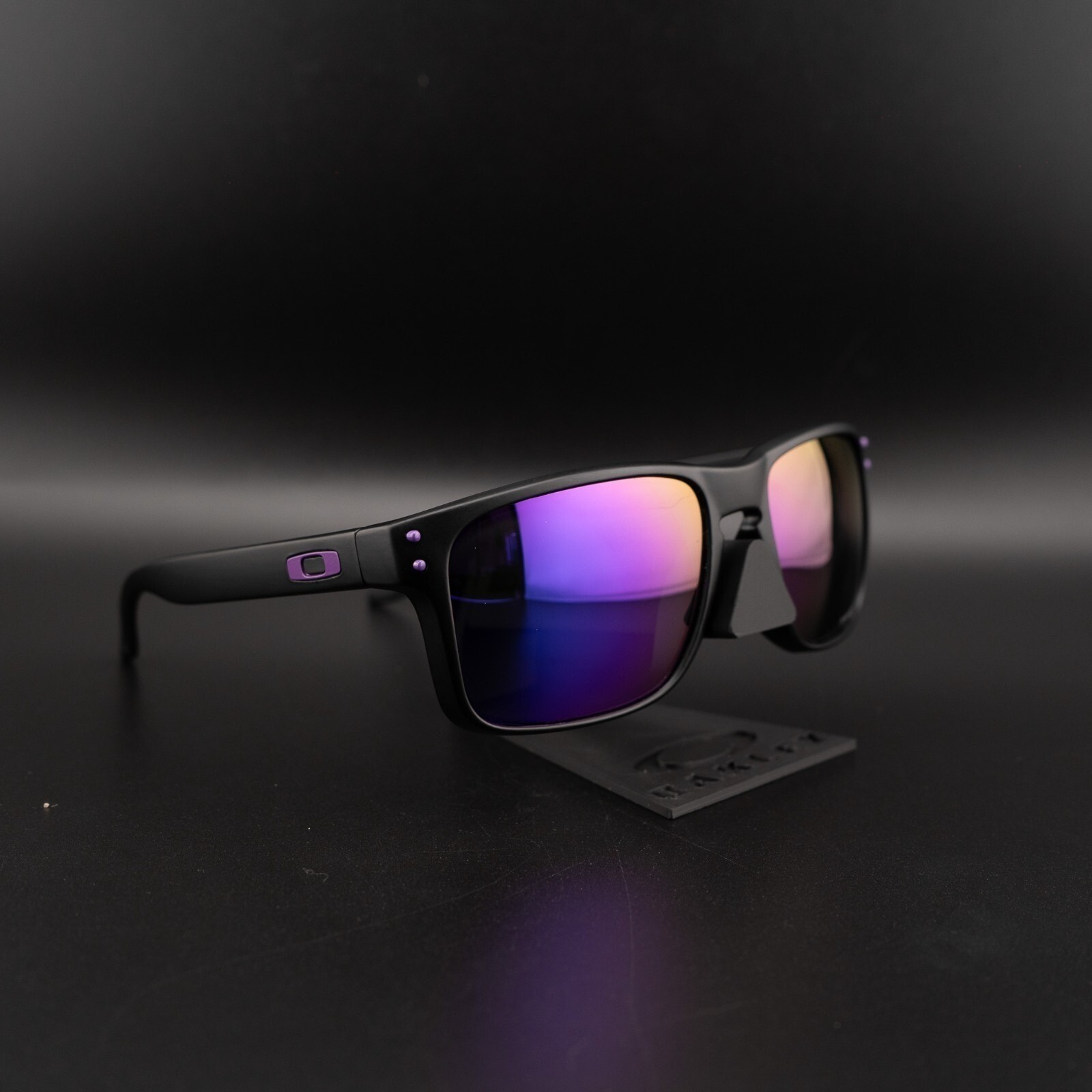 Oakley Style Holbrook Like Sunglasses: Matte Black/ Purple Polarized UV400