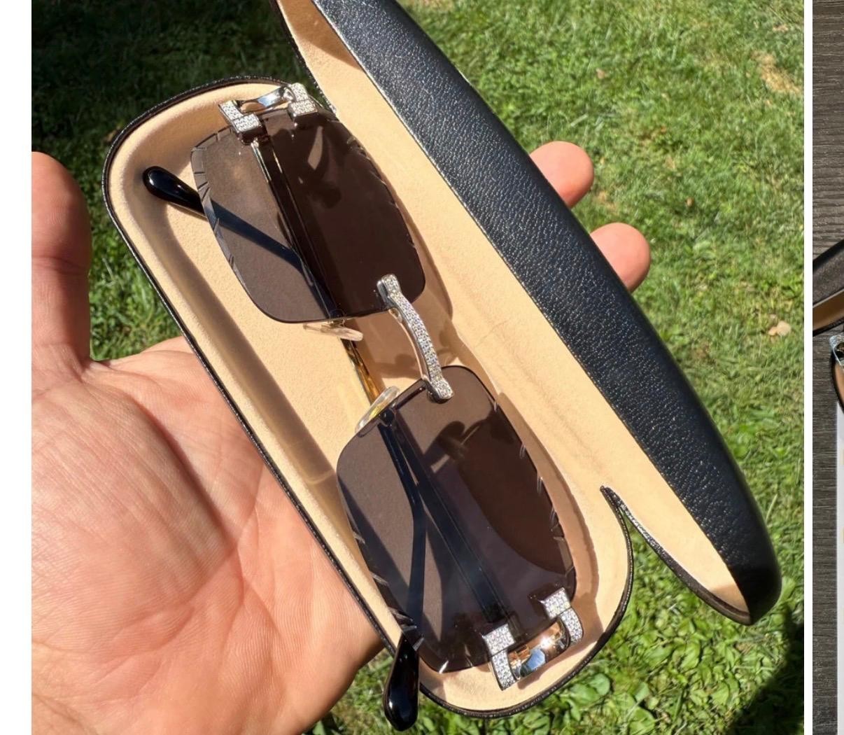 Real 925 Silver Big C VVS MOISSANITE Black Sunglasses – Iced Buffs Glasses