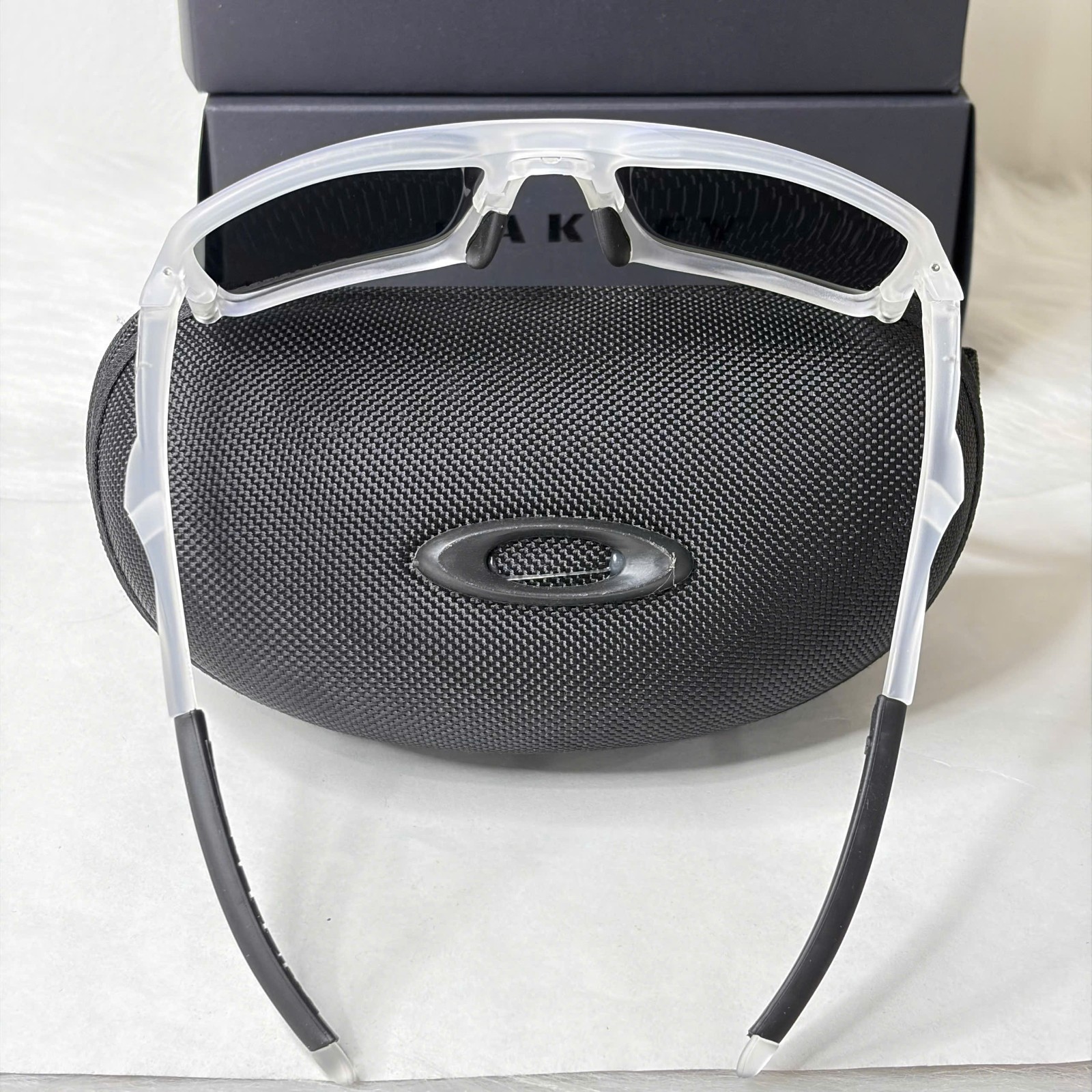 NEW Oakley Triggerman OO9314-09 Clear Frame Blue Mirror Sport Sunglasses