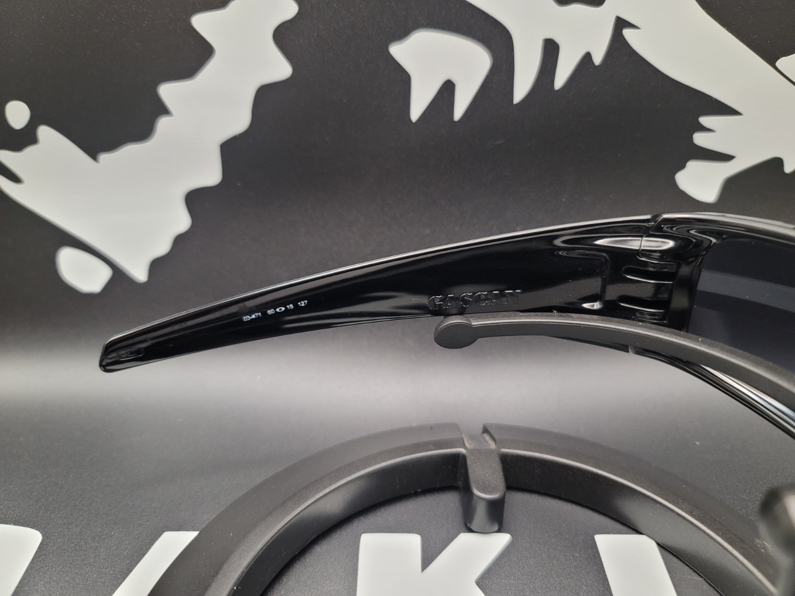 Custom Oakley Gascan Sunglasses, Gloss Black Frame, Blue Iridium Lens, Blue Icon