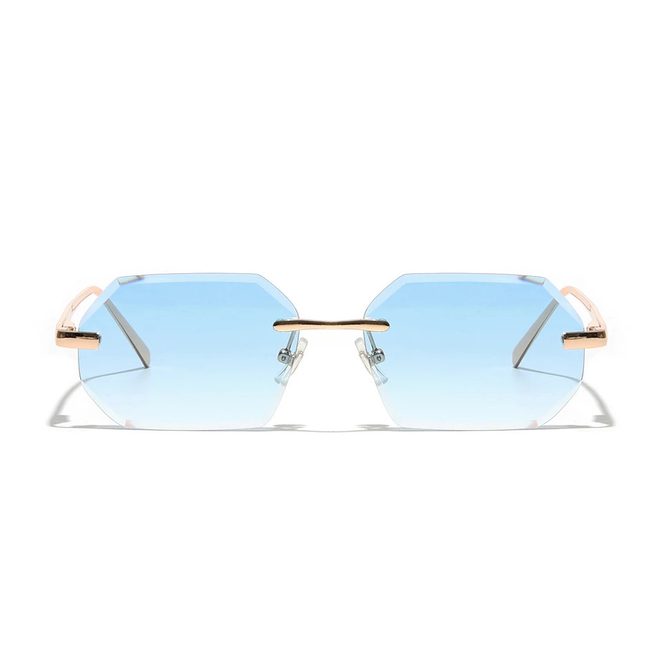 Rimless Sunglasses Diamond Cut Lens Unisex UV400 Metal Casual Wear Style