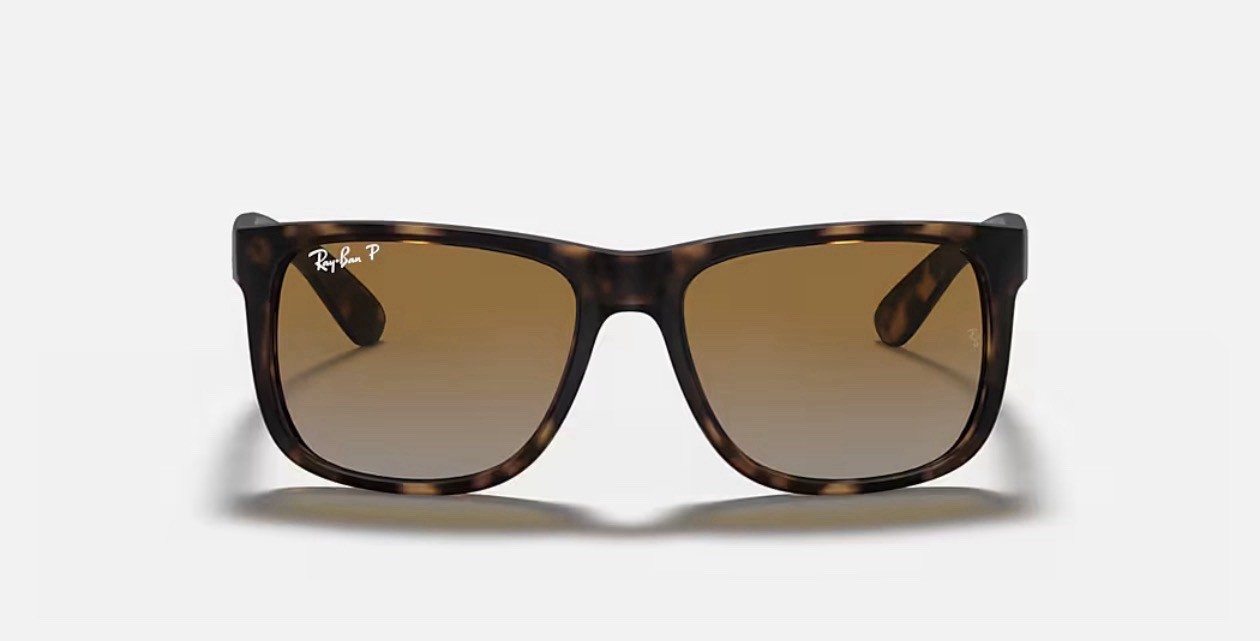 Ray-Ban Justin RB4165 Polarized Sunglasses – Rubber Havana/Brown Gradient 55mm