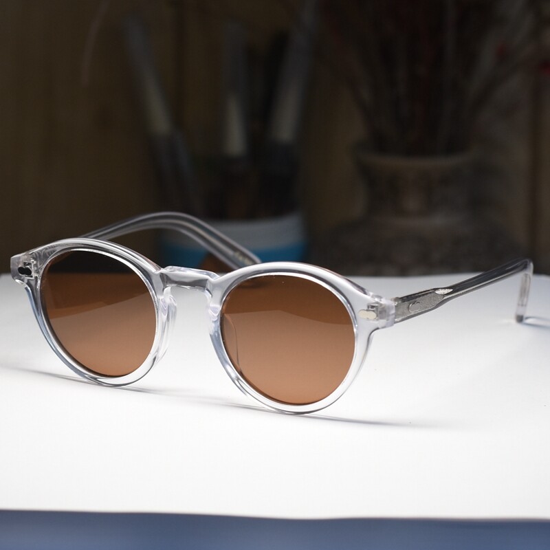 Round Brown sunglasses women men brown polarized sunglasses johnny depp glasses