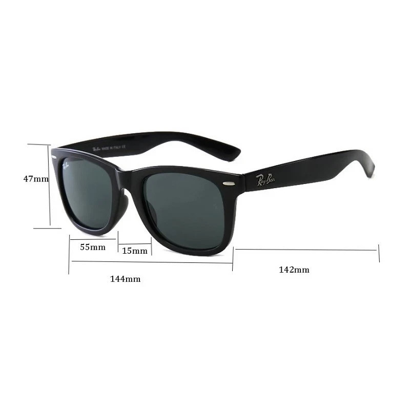 NEW ORIGINAL RAY-BAN WAYFERER BLACK SUNGLASSES G-15 BLACK GRAY LENS RB2140
