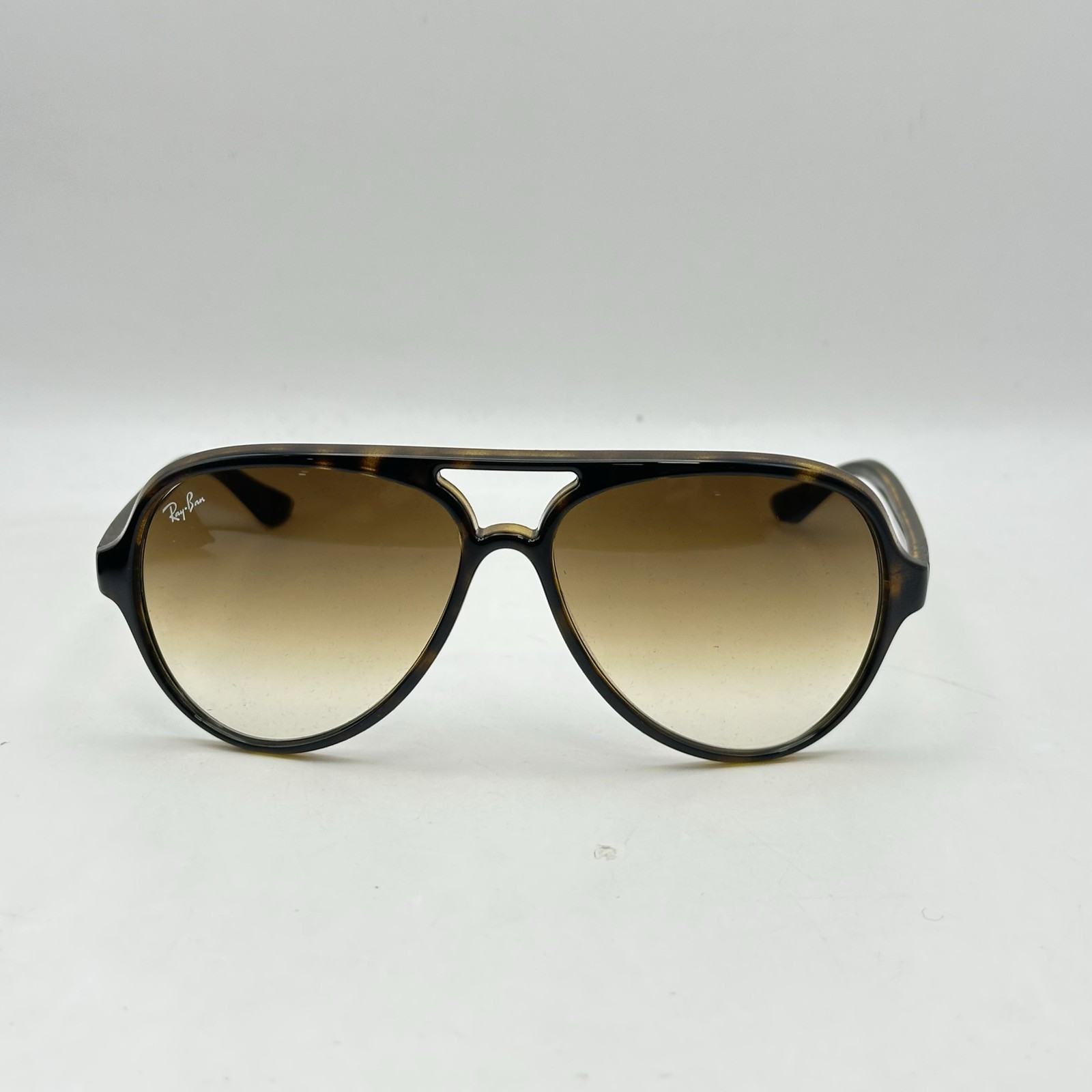 Ray Ban Cats 5000 Gradient Double Bridge Aviator Sunglasses RB4125 Havana/Brown