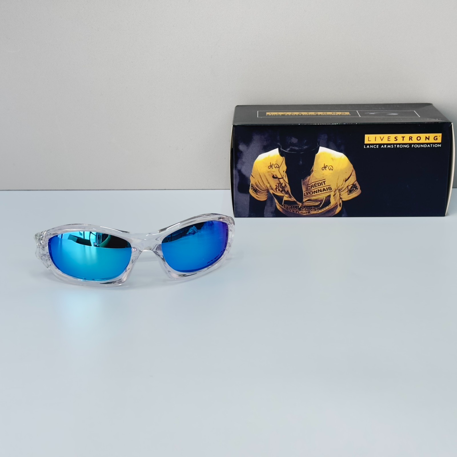 Oakley Monster Dog Clear Frame Blue Prizm Lens Sunglasses New w/ Bag
