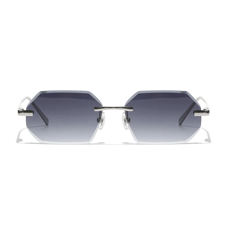 Rimless Sunglasses Diamond Cut Lens Unisex UV400 Metal Casual Wear Style