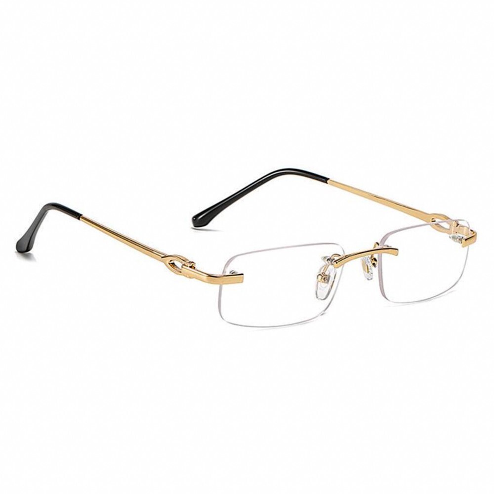 Designer Rimless Narrow Clear Lens​ Gold Wire Frame Metal Rectangular Glasses