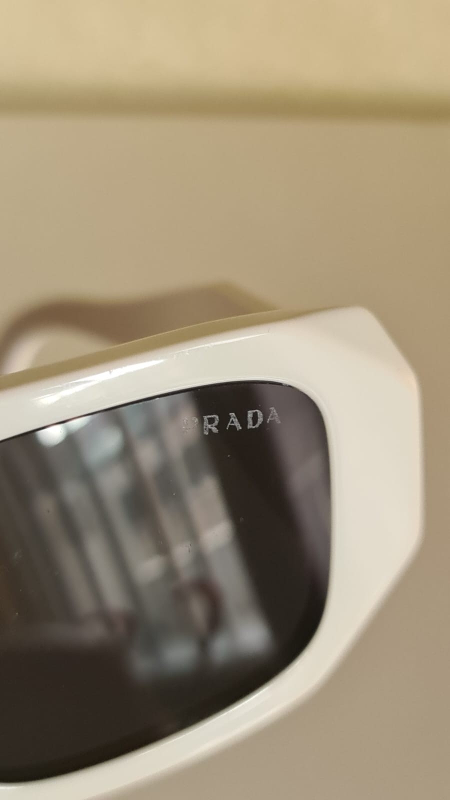 Prada Symbole SPR17W White Acetate Sunglasses Oversized Grey Lenses 49-20-145