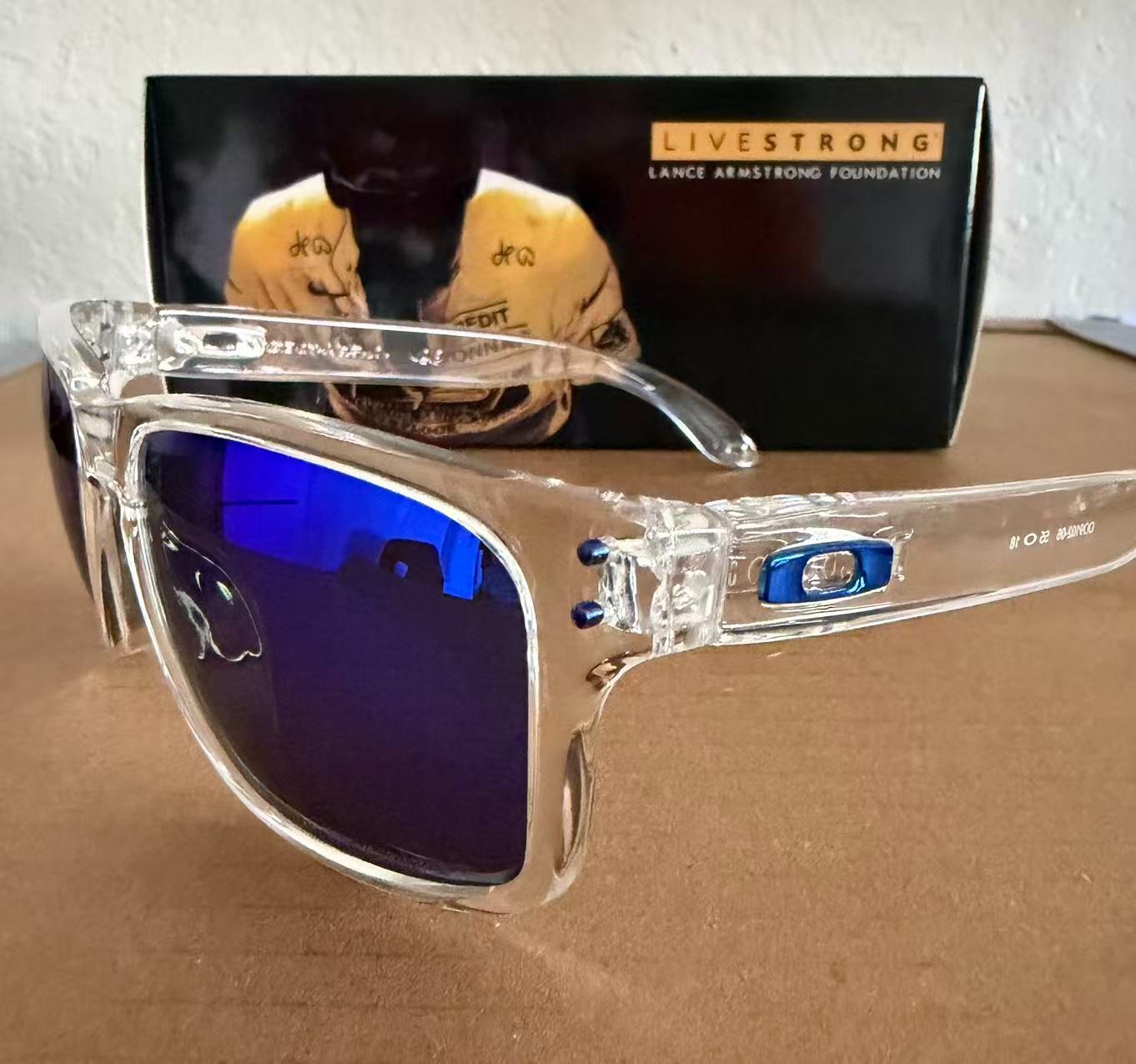 Oakley Holbrook OO9102 Polarized Sunglasses Clear Frame Lake Blue Lens